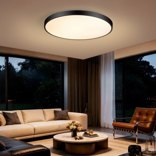 Immax NEO 07313L-LED Димируем таванен LED плафон SEMPLICI 96W/230V pr.80 cm Wi-Fi Tuya черен+дистанционно
