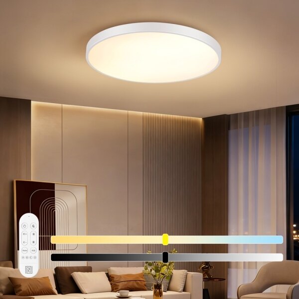 Immax NEO 07315L-LED Димиращ таванен плафон SEMPLICI 96W/230V Ø 80 см Wi-Fi Tuya бял + ДУ