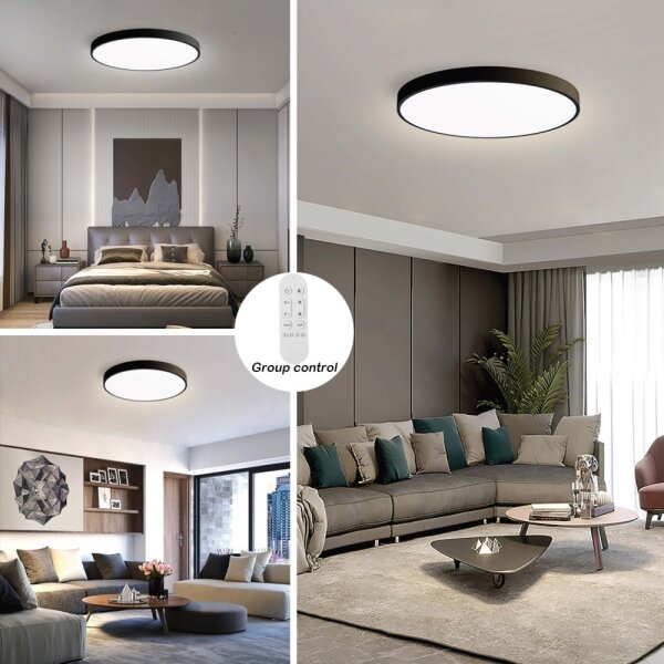 Immax NEO 07313L-LED Димируем таванен LED плафон SEMPLICI 96W/230V pr.80 cm Wi-Fi Tuya черен+дистанционно