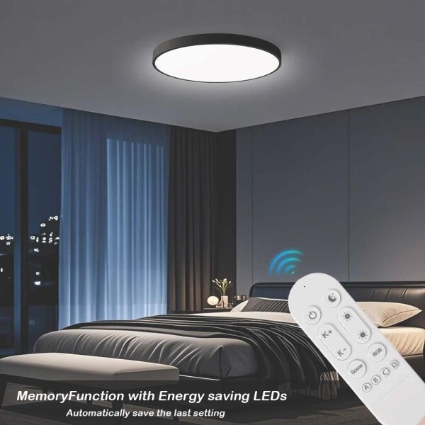 Immax NEO 07313L-LED Димируем таванен LED плафон SEMPLICI 96W/230V pr.80 cm Wi-Fi Tuya черен+дистанционно