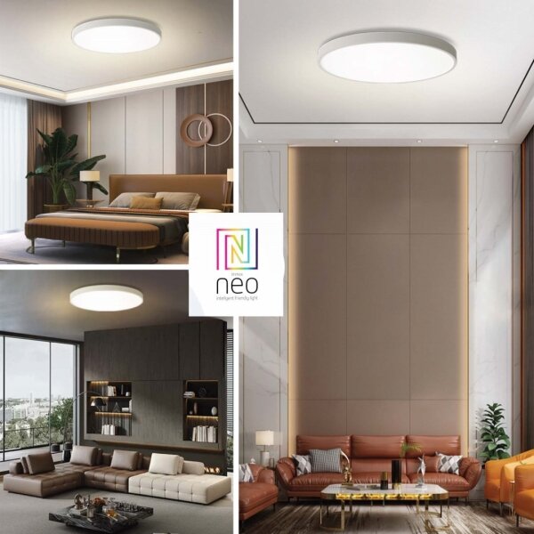 Immax NEO 07315L-LED Димиращ таванен плафон SEMPLICI 96W/230V Ø 80 см Wi-Fi Tuya бял + ДУ