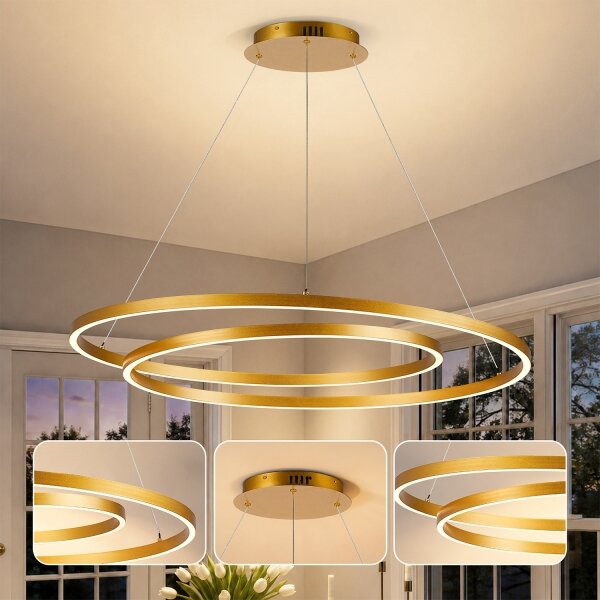 BRILAGI-LED Димируем полилей на кабел TWISTER LED/105W/230V 3000-6000K златист+ДУ