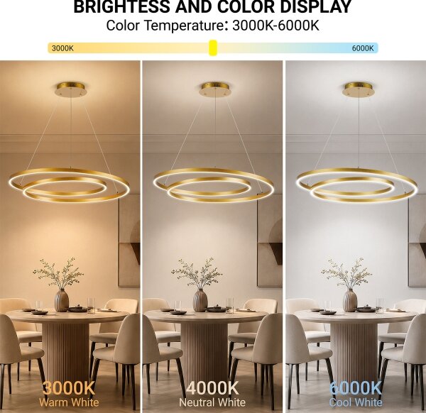 BRILAGI-LED Димируем полилей на кабел TWISTER LED/105W/230V 3000-6000K златист+ДУ