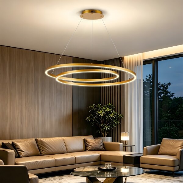 BRILAGI-LED Димируем полилей на кабел TWISTER LED/105W/230V 3000-6000K златист+ДУ