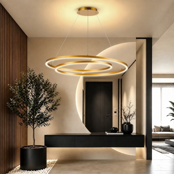 BRILAGI-LED Димируем полилей на кабел TWISTER LED/105W/230V 3000-6000K златист+ДУ
