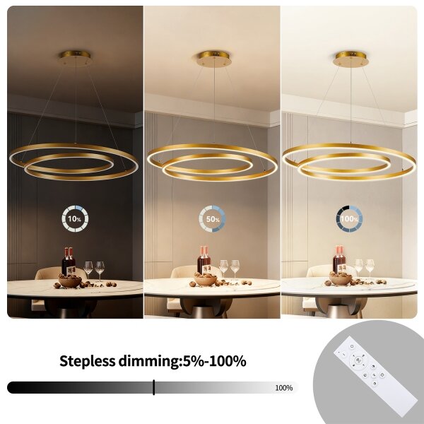 BRILAGI-LED Димируем полилей на кабел TWISTER LED/105W/230V 3000-6000K златист+ДУ
