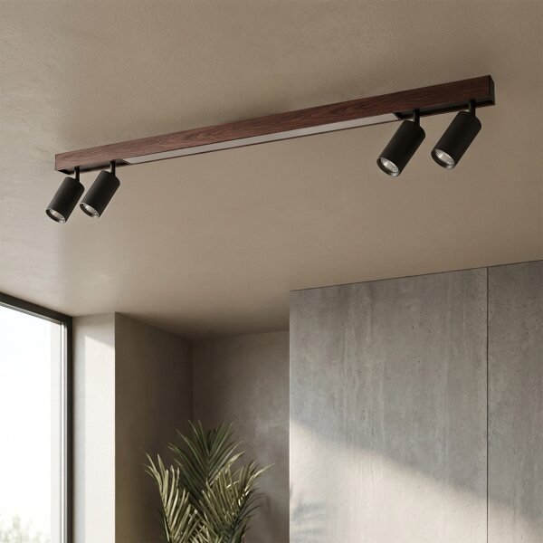 BRILAGI - LED точково осветително тяло SELE 4xGU10/30W/230V + LED/25W черно/дъбов декор