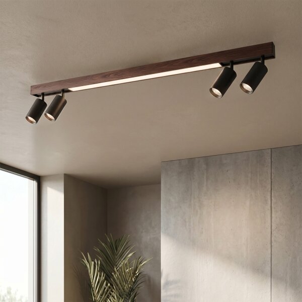 BRILAGI - LED точково осветително тяло SELE 4xGU10/30W/230V + LED/25W черно/дъбов декор