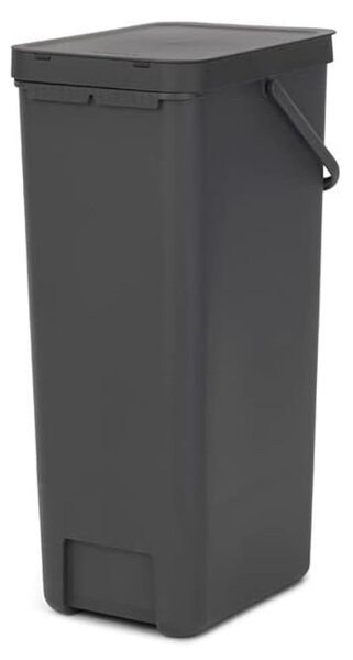 Кош за разделно събиране на боклук Brabantia Sort&Go 1004140, 40 л, Дръжка, Възможност за стенен монтаж, Тъмносив