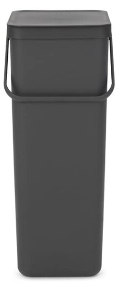 Кош за разделно събиране на боклук Brabantia Sort&Go 1004140, 40 л, Дръжка, Възможност за стенен монтаж, Тъмносив