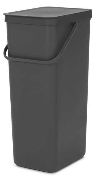 Кош за разделно събиране на боклук Brabantia Sort&Go 1004140, 40 л, Дръжка, Възможност за стенен монтаж, Тъмносив