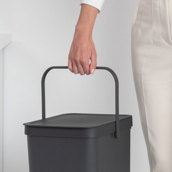 Кош за разделно събиране на боклук Brabantia Sort&Go 1004140, 40 л, Дръжка, Възможност за стенен монтаж, Тъмносив
