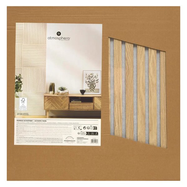 Акустичен декоративен стенен панел atmosphera Colva, MDF, 60x60 cm - Тъмно дърво