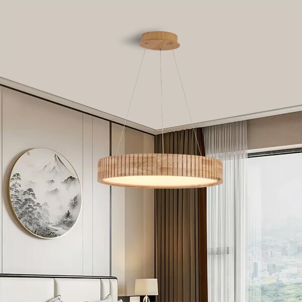 Brilagi - LED полилей на кабел FALCON WOOD MODERN LED/30W/230V, Ø 45 см, дърво