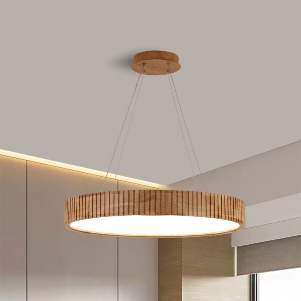Brilagi - LED полилей на кабел FALCON WOOD MODERN, LED 40W/230V, Ø 60 см, дървен