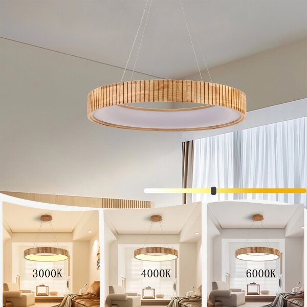 Brilagi - LED полилей на кабел FALCON WOOD MODERN, LED 40W/230V, Ø 60 см, дървен