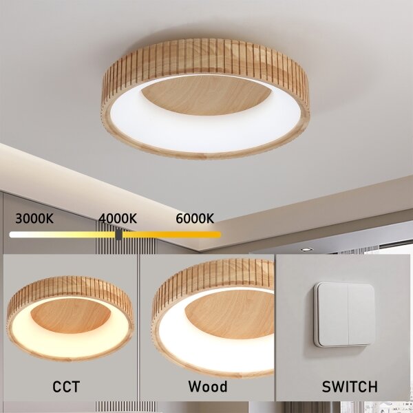 Brilagi - LED таванно осветително тяло FALCON WOOD MODERN LED/30W/230V пр. 45 см дърво