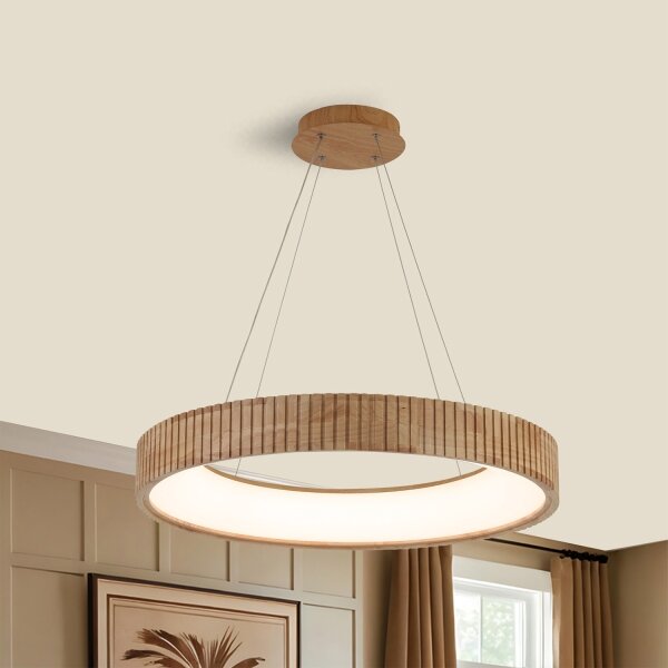 Brilagi - LED полилей на кабел FALCON WOOD MODERN, LED 40W/230V, Ø 60 см, дървен