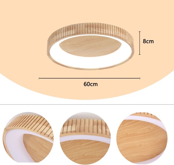 Brilagi - LED таванно осветително тяло FALCON WOOD MODERN LED/40W/230V Ø 60 см, дърво