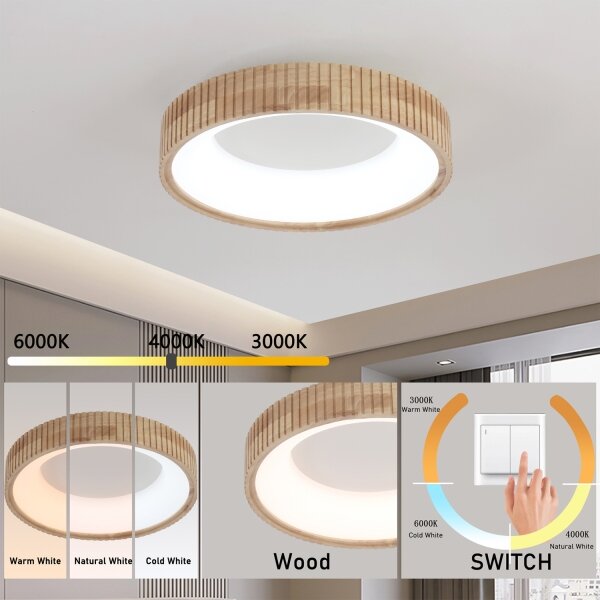 Brilagi - LED таванно осветително тяло FALCON WOOD MODERN LED/30W/230V Ø 45 см дърво