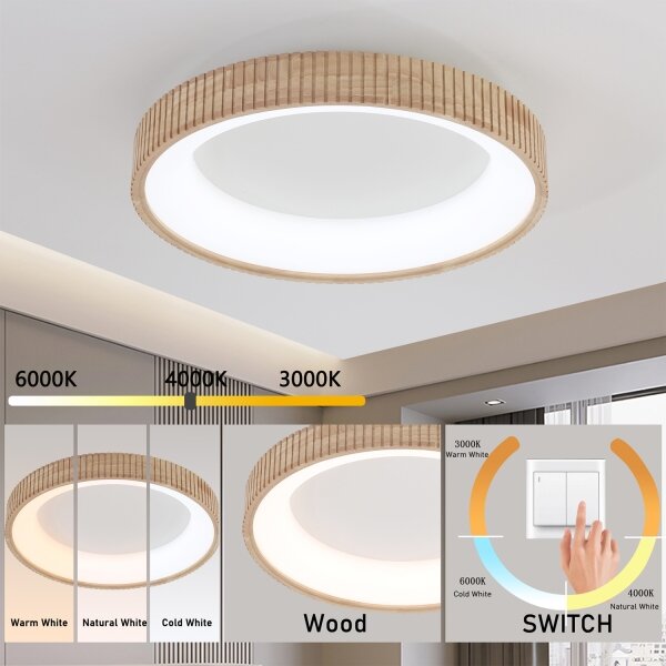 Brilagi - LED таванно осветително тяло FALCON WOOD MODERN LED/40W/230V Ø 60 см дърво