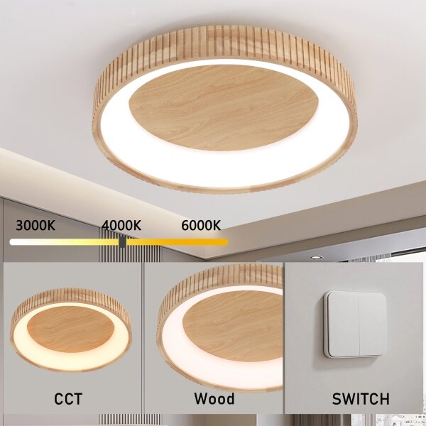 Brilagi - LED таванно осветително тяло FALCON WOOD MODERN LED/40W/230V Ø 60 см, дърво