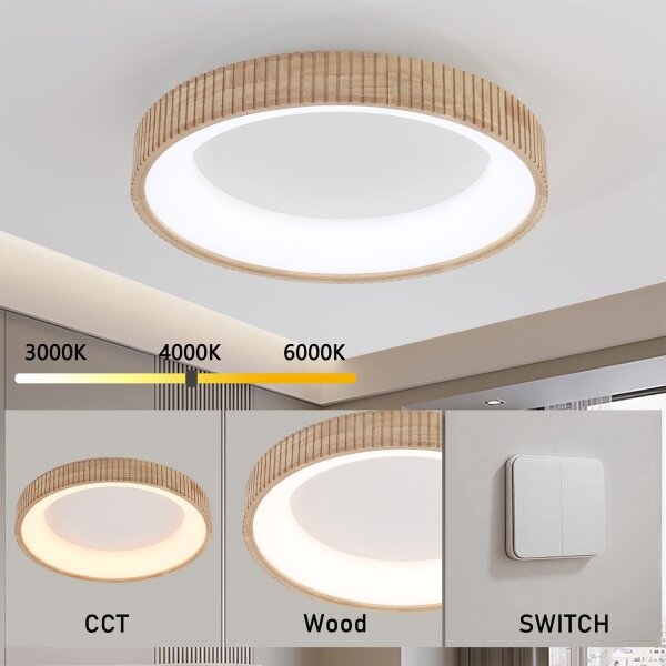 Brilagi - LED таванно осветително тяло FALCON WOOD MODERN LED/40W/230V Ø 60 см дърво