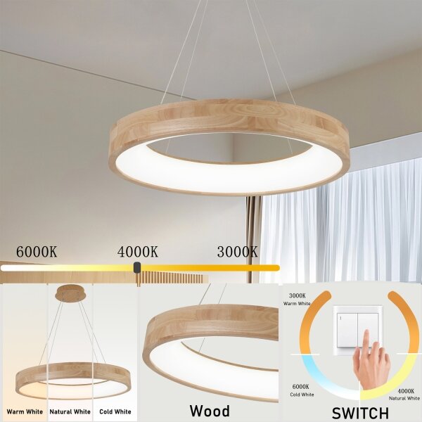 Brilagi - LED полилей на кабел FALCON WOOD LED/40W/230V 3000/4000/6000K 60 см дърво