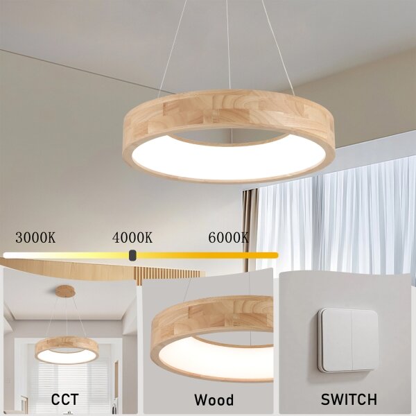 Brilagi -LED полилей на кабел FALCON WOOD LED/30W/230V 3000/4000/6000K 45 cm дърво