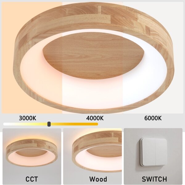 Brilagi-LED Потолно осветително тяло FALCON WOOD LED/30W/230V 3000/4000/6000K 45 cm дърво