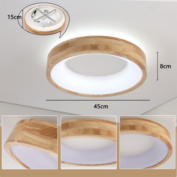 Brilagi-LED Таванно осветително тяло FALCON WOOD LED/30W/230V 3000/4000/6000K 45 cm дърво