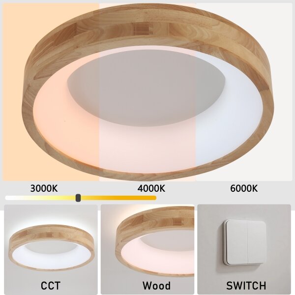 Brilagi-LED Таванно осветително тяло FALCON WOOD LED/30W/230V 3000/4000/6000K 45 cm дърво