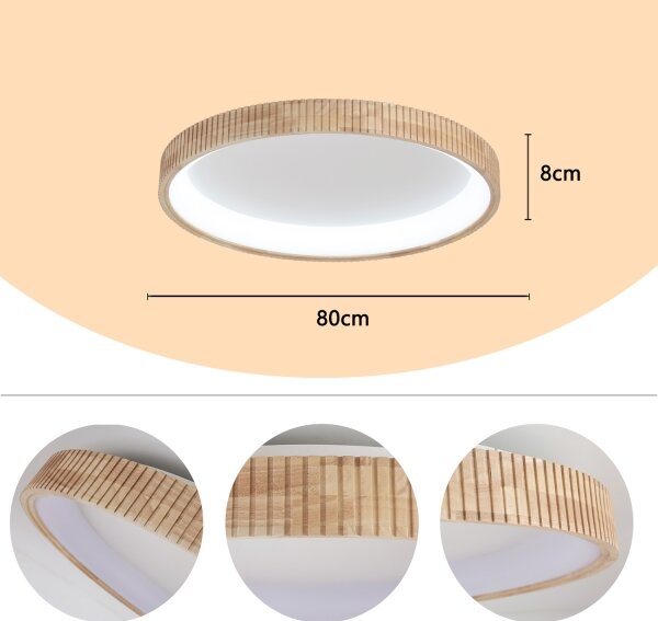 Brilagi - LED таванно осветително тяло FALCON WOOD MODERN LED/60W/230V Ø 80 см дърво