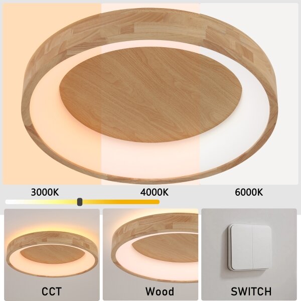 Brilagi-LED Таванно осветително тяло FALCON WOOD LED/40W/230V 3000/4000/6000K 60 см дърво