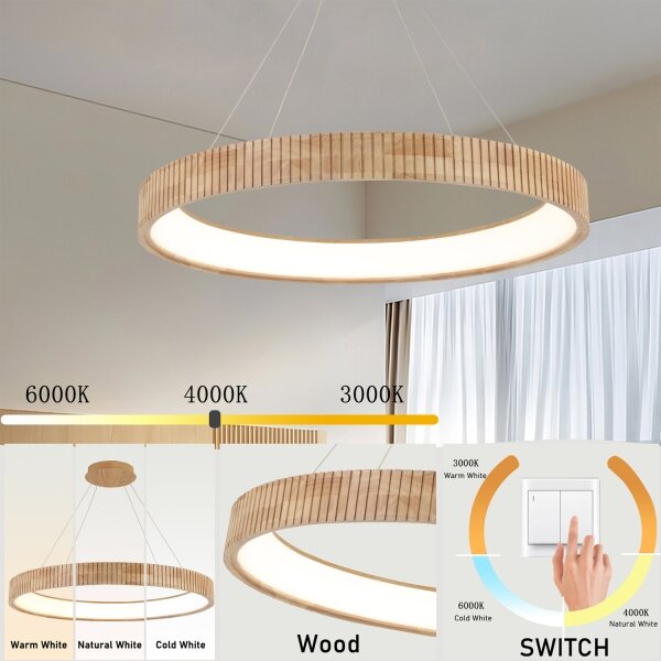 Brilagi - LED полилей на кабел FALCON WOOD MODERN LED/60W/230V пр. 80 см дърво