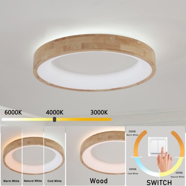 Brilagi-LED Таванно осветително тяло FALCON WOOD LED/40W/230V 3000/4000/6000K 60 cm дърво