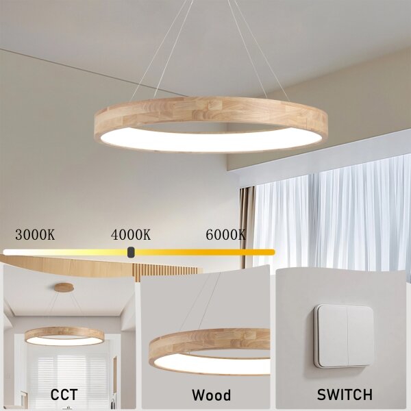 Brilagi - LED полилей на кабел FALCON WOOD LED/60W/230V 3000/4000/6000K 80 cm дърво