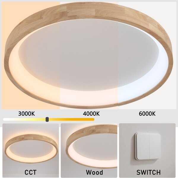 Brilagi-LED Дървен LED плафон FALCON WOOD LED/60W/230V 3000/4000/6000K 80 см