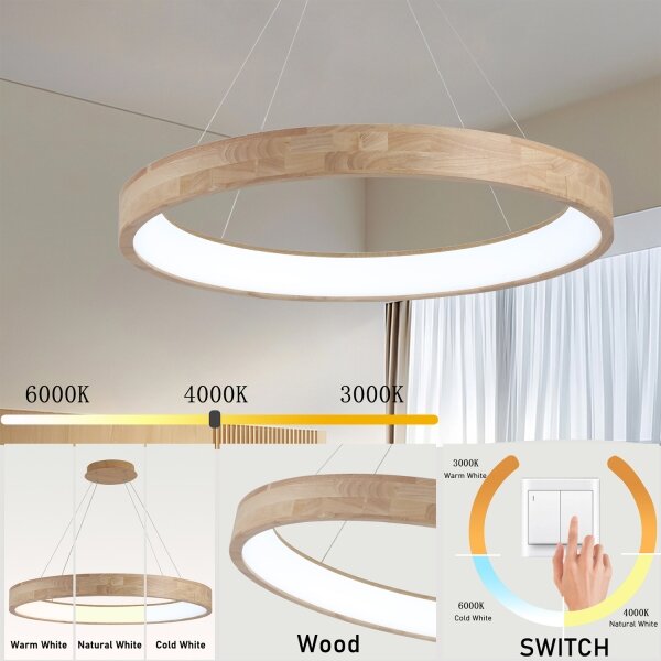 Brilagi - LED полилей на кабел FALCON WOOD LED/60W/230V 3000/4000/6000K 80 cm дърво