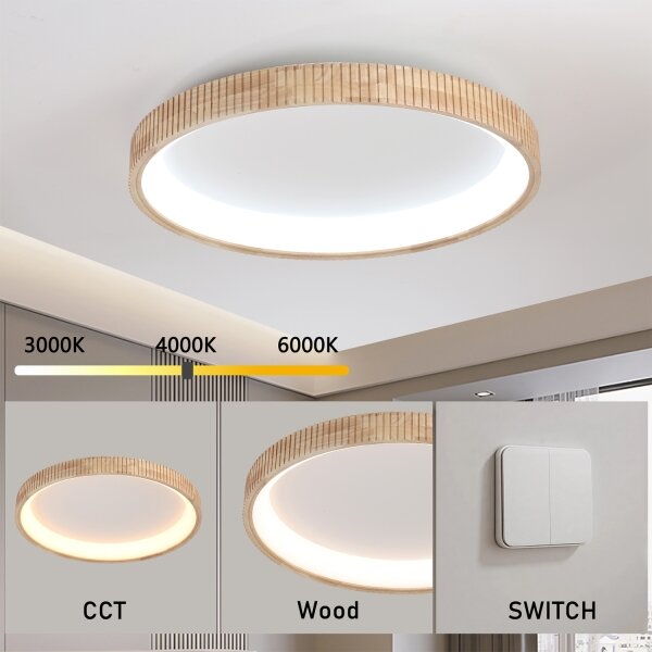 Brilagi - LED таванно осветително тяло FALCON WOOD MODERN LED/60W/230V Ø 80 см дърво