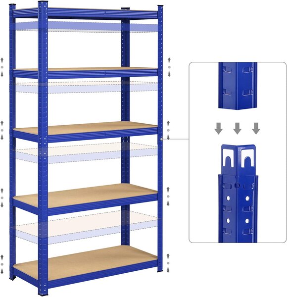 Метален рафт Songmics с 5 полици 180 x 90 x 40 см син