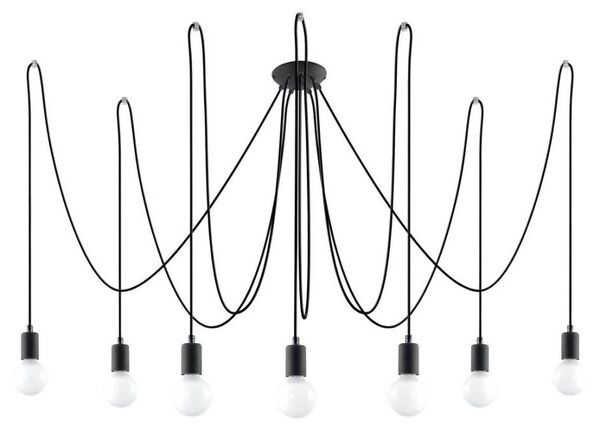 Sollux SL.0372 - Пендел EDISON 7 7xE27/60W/230V паяк черен