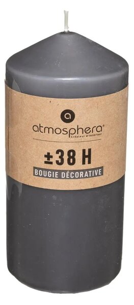 Свещ без аромат atmosphera Hugo, Кръгла, 7x13 cm - Тъмносив