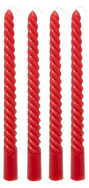 Свещи без аромат atmosphera Hugo, 25 cm, 4 бр - Червен