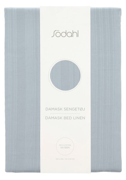 Светлосиньо единично удължено спално бельо от дамаск 140x220 cm Noble – Södahl