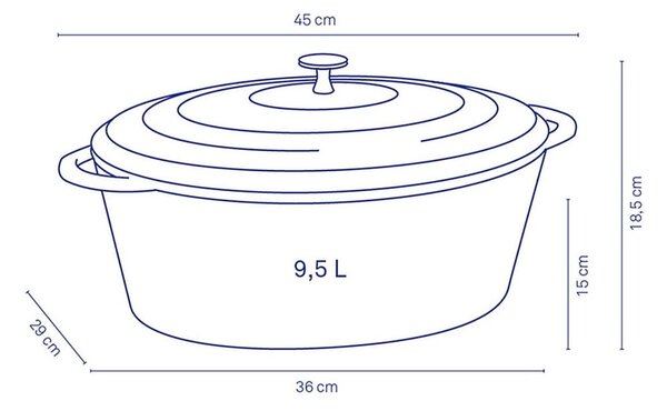 Червена чугунена тенджера, широчина 36 cm Calido - Kela