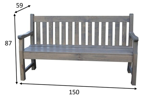 Сива дървена градинска пейка London - Rojaplast