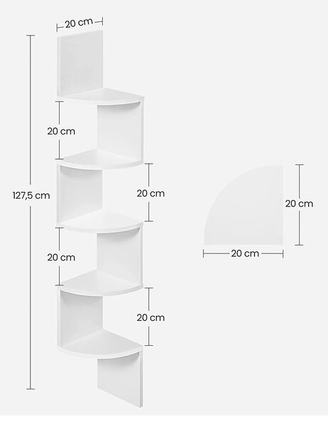Ъглов рафт Vasagle с 5 бели полици