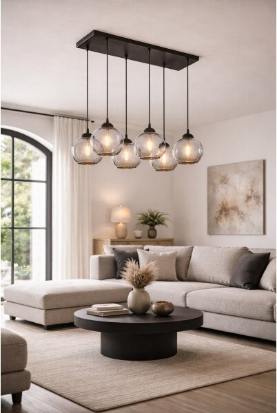 Brilagi - Полилей на кабел DIOR 6xE27/60W/230V черен/димно сив