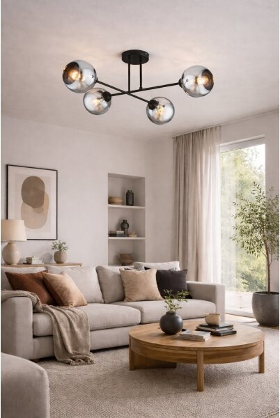 Brilagi - Повърхностно монтиран полилей DIOR 4xE27/60W/230V черен/димно сив